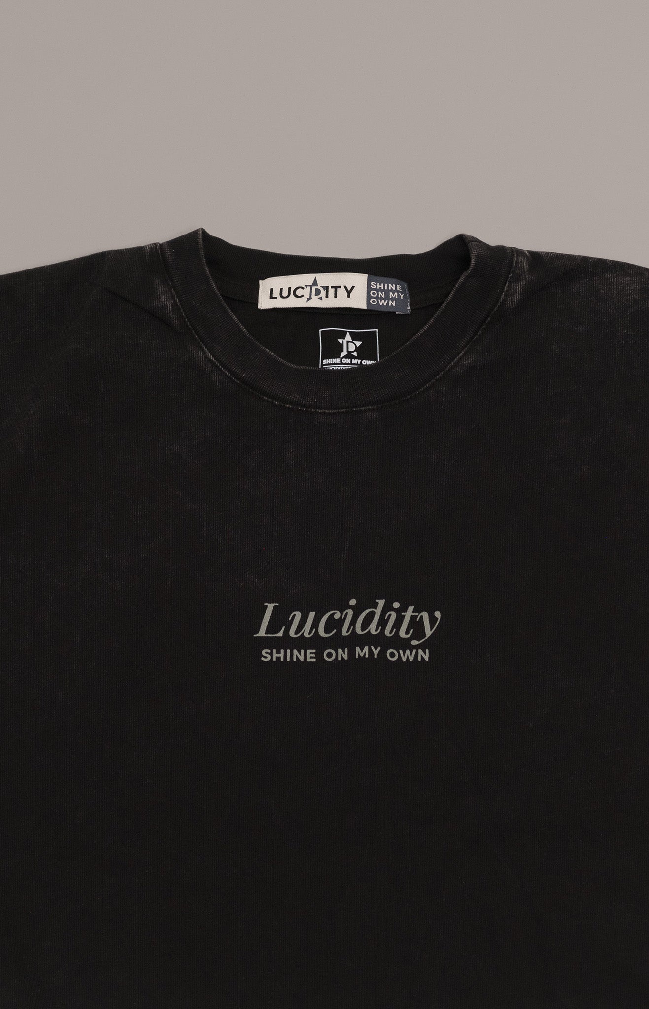Acid Wash Black Silver Lining Box Unisex Tee