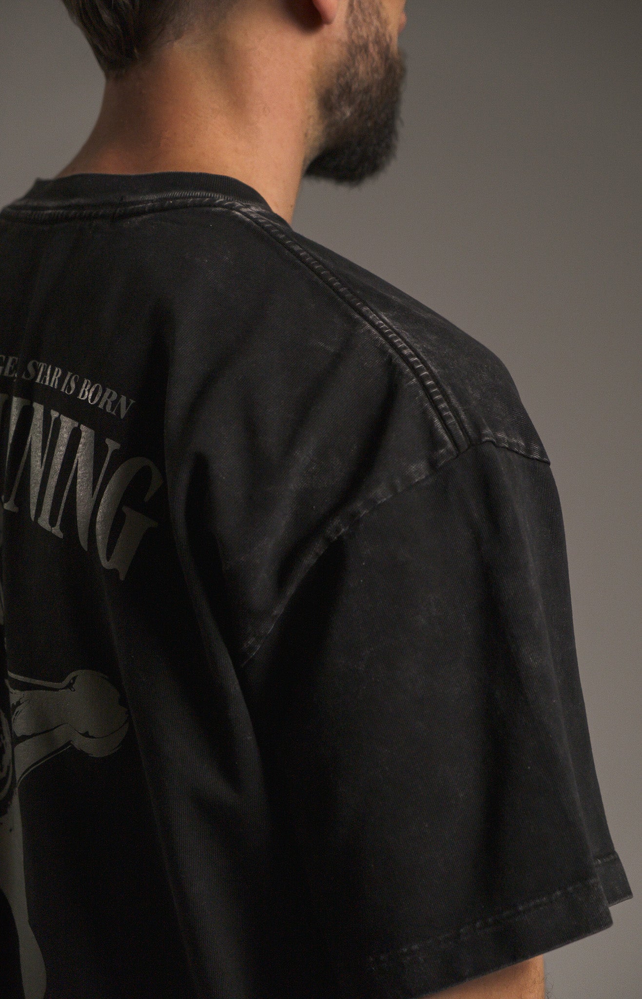 Acid Wash Black Silver Lining Box Unisex Tee