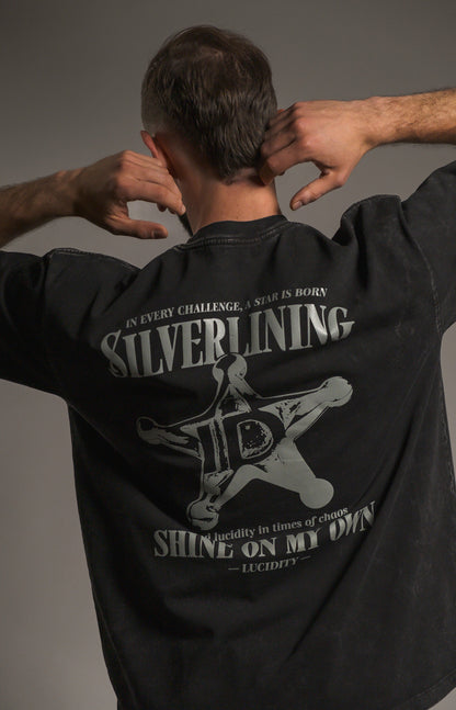Acid Wash Black Silver Lining Box Unisex Tee