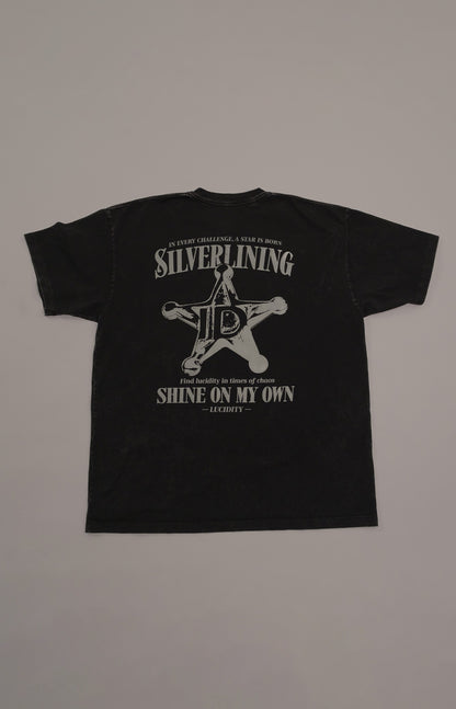 Acid Wash Black Silver Lining Box Unisex Tee