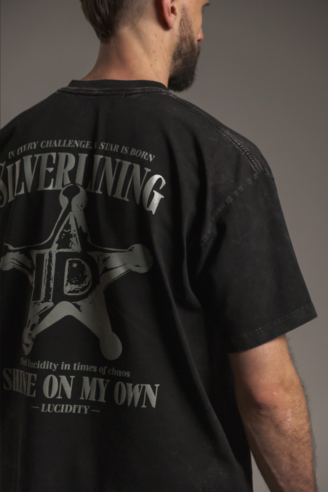 Acid Wash Black Silver Lining Box Unisex Tee