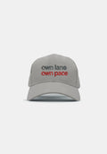 Lucidity Own Lane Cap Gray — own lane own pace two-color embroidery front — Wide Awake SS26