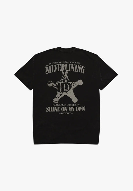 Acid Wash Black Silver Lining Box Unisex Tee